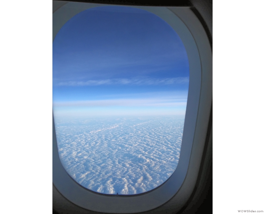 This was the view out of the window for most of the flight: fluffy clouds.