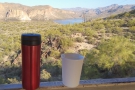 After a week of work, it was time to explore. Here's my coffee overlooking Canyon Lake.