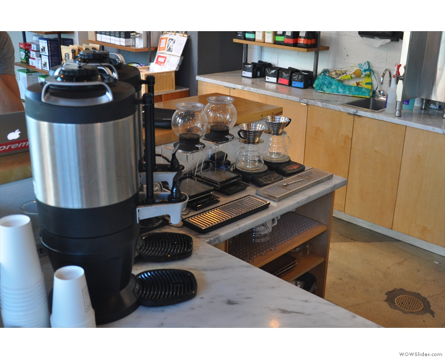 The bulk-brew is dispensed at the counter's left-hand end which is where you'll also find...