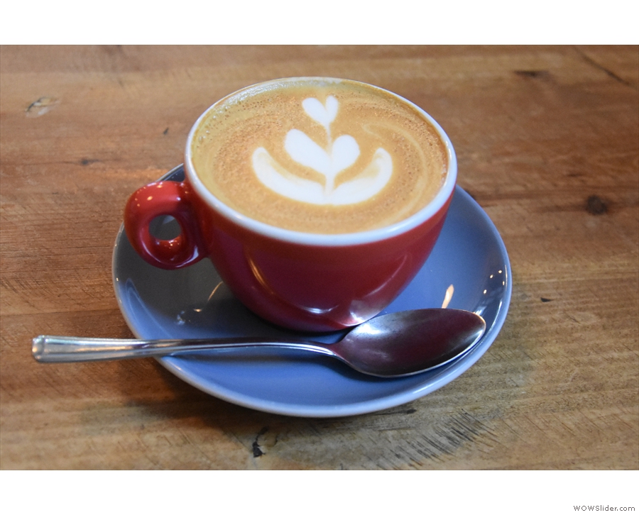... and here's my flat white, made with the Colombian decaf from roasters, Smith Street.