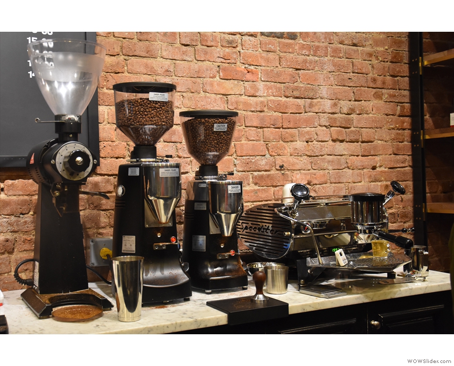 ... while your coffee is made using the single-group Kees van der Westen on the right.