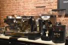 The two-group La Marzocco on the left is used for training Parlor's wholesale customers...