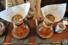 Peddler Coffee's main thing is the use of the Chemex. Here two are on the go...