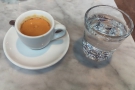 I had a shot of the La Union Colombian single-origin, served with a glass of water.