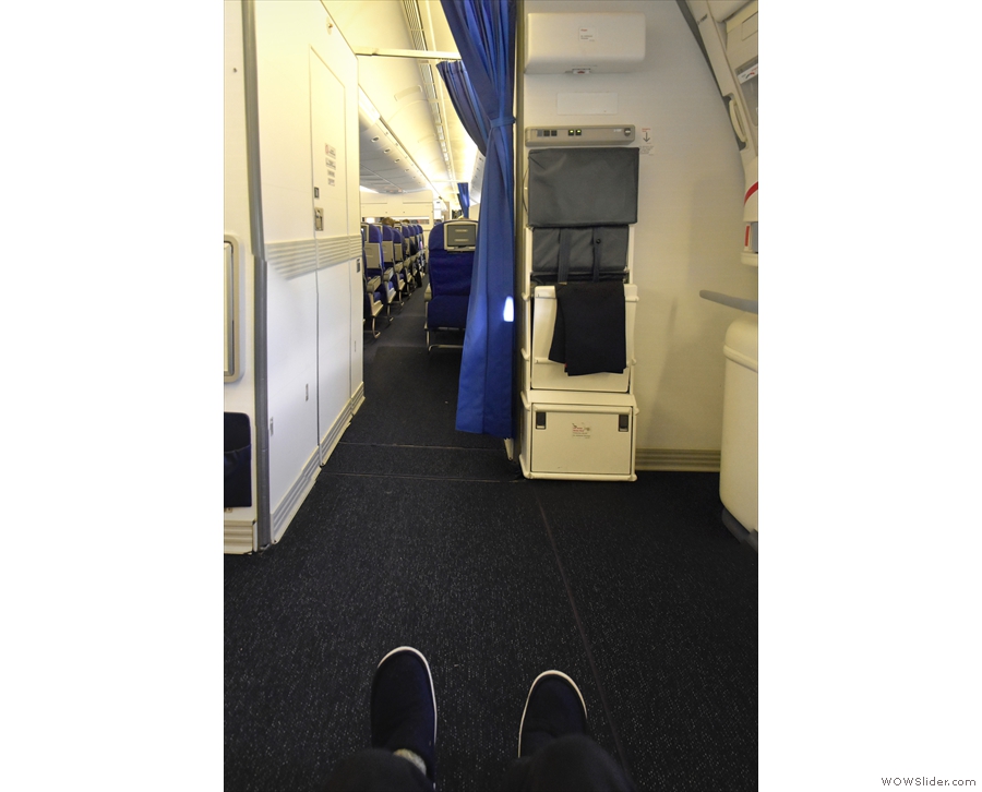 I have my usual exit row seat. Behold my leg room!