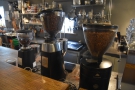 ... and its three grinders (house, guest and decaf).