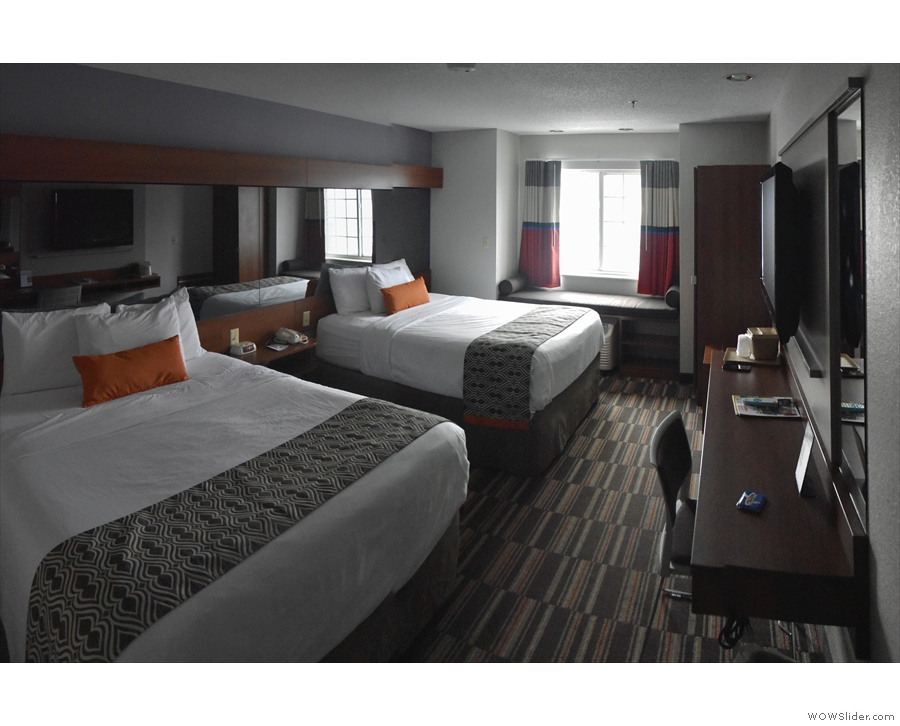 My hotel, the Microtel, near Philadelphia Airport. My room is nice and big, a good start.