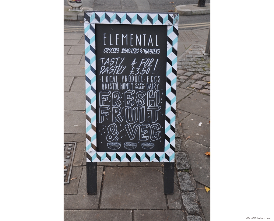 The A-board gives the game away: we're here to visit the Elemental Collective.