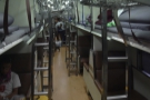 Unlike first class, second class has two rows of open bunks running down the carriage.