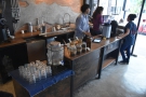 To business. At the far end of the counter is the water station and pour-over section.