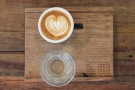 ... which is beautifully presented on a wooden tray with details of the espresso blend.