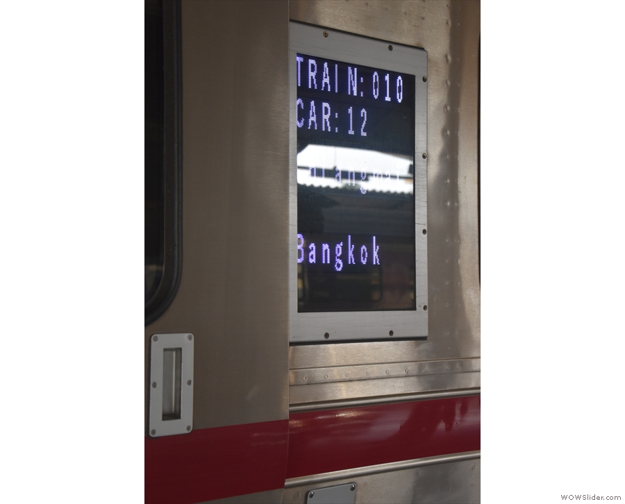 The boards on the sides of the carriages have been replaced by electronic signs.