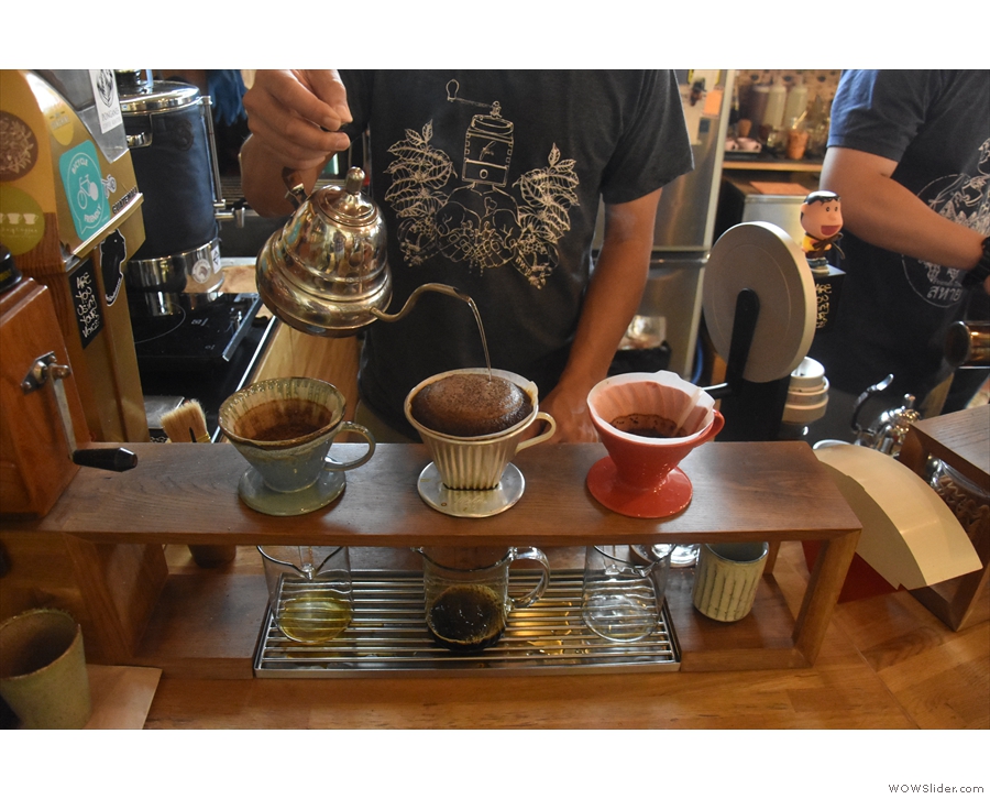 I was fascinated by the way the coffee was continually poured onto the top of the...