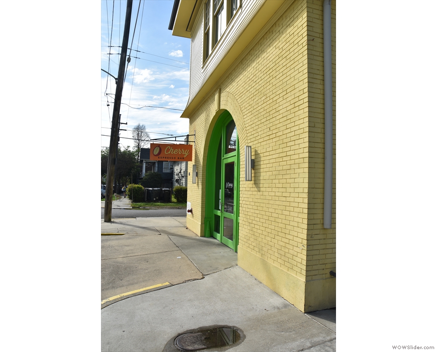 ... stands this two-storey yellow, brick building. This is the view from the east along Laurel.