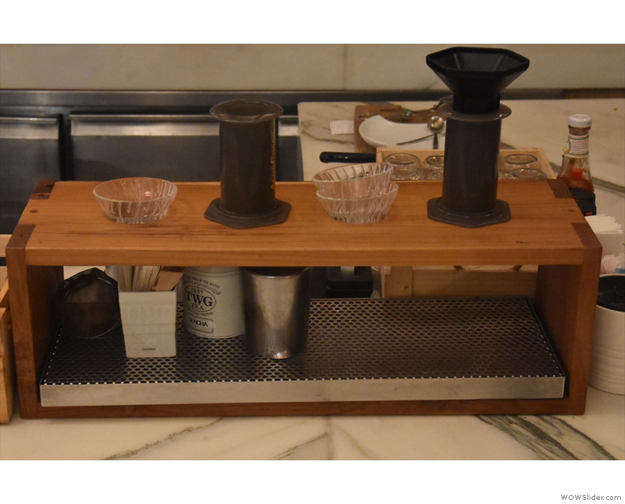 The pour-over (Aeropress or V60) is made at the front of the counter...