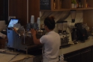 If you sit along the side of the counter, you get a good view of the espresso machine.
