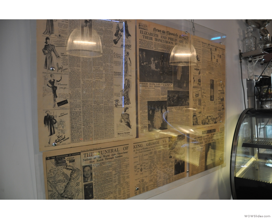 1950s newspapers decorate the wall...
