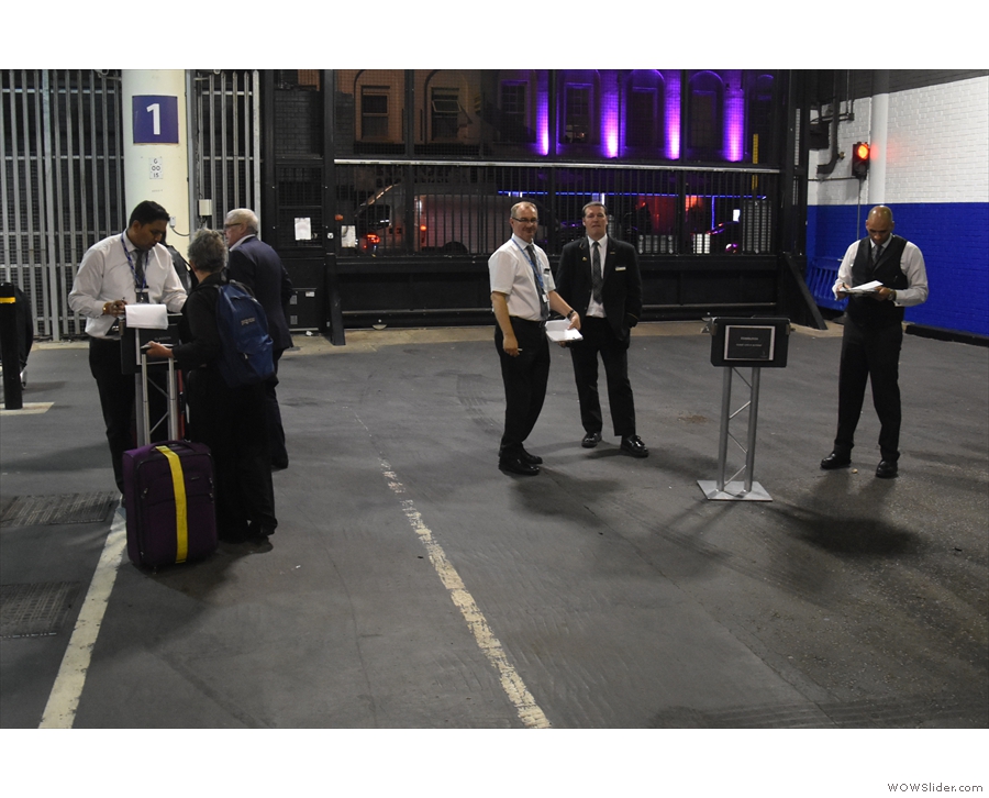 Two check-in desks, Glasgow (left), Edinburgh (right), await you at the platform entrance.