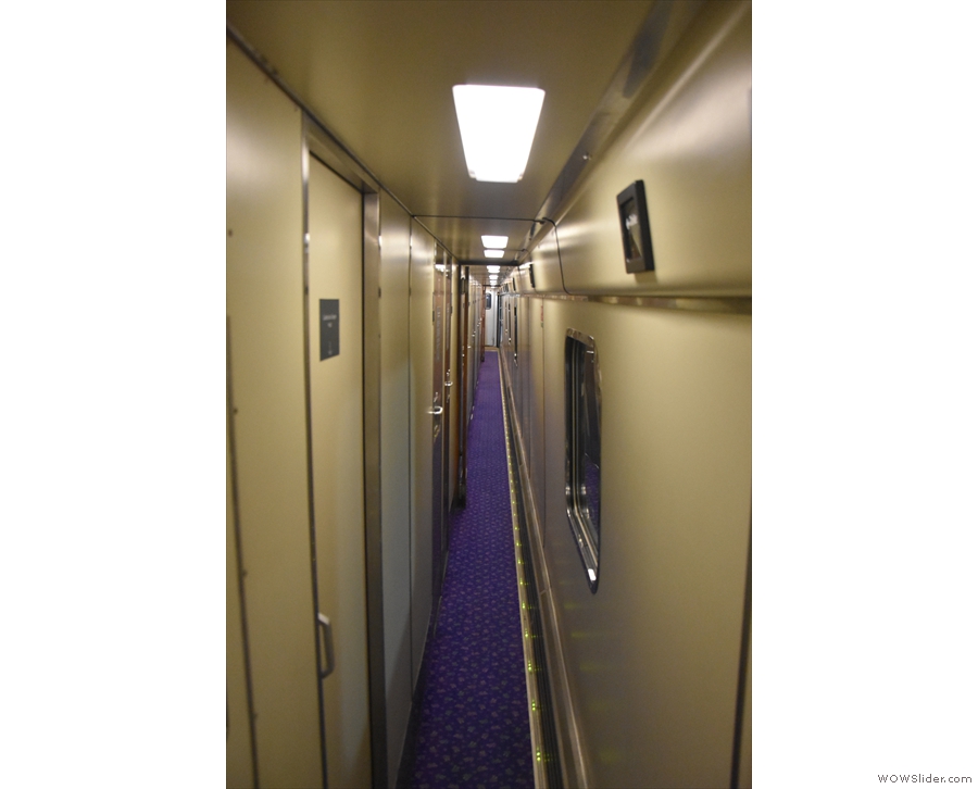 Once aboard, I'm off to find my cabin. The passageways of the sleepers are really narrow.