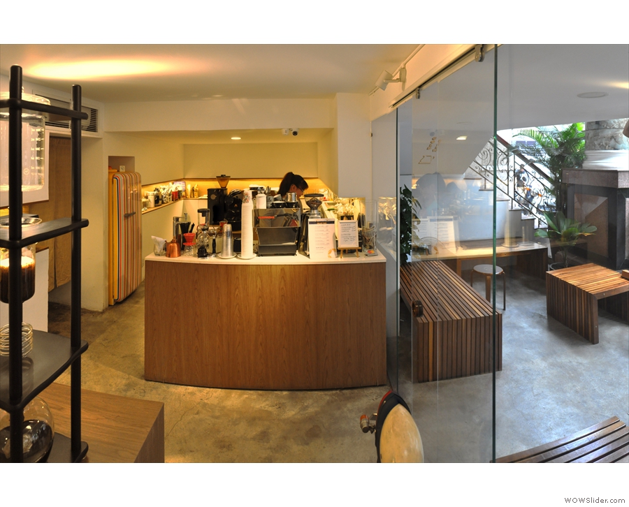 Vietnam Coffee Republic is shallow and wide, with the counter in the right-hand end...