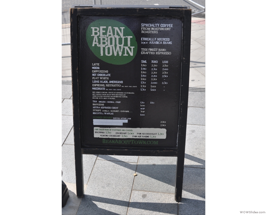 The standard Bean About Town Offering.