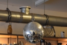 There's also a glitter ball hanging above the counter. Because... well, why not?