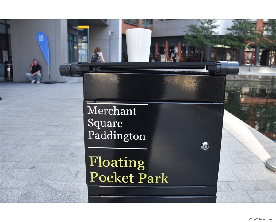 This is the Merchant Square end of the basin, the patch of green, the Floating Pocket Park.