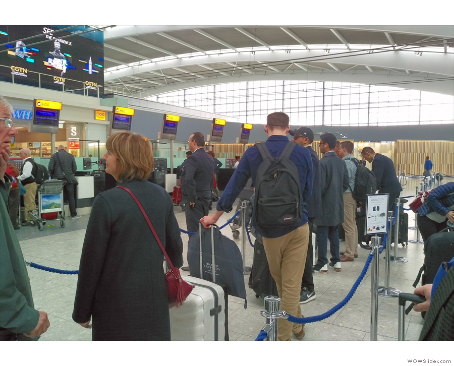 Back at Heathrow Terminal 5 and what's this? A queue for business class check-in!
