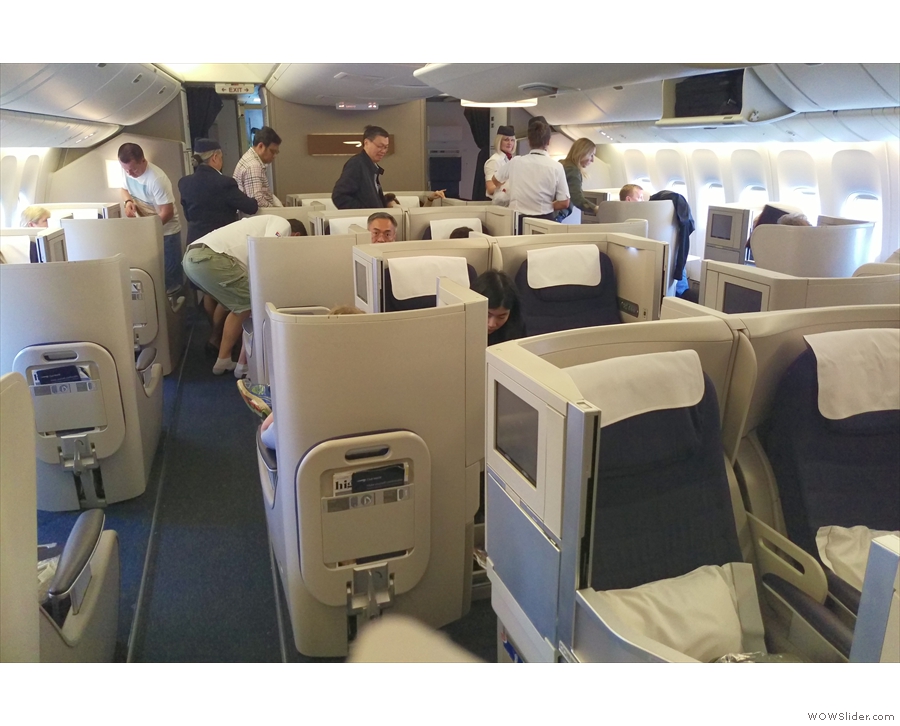Settling into the forward section of the Club World cabin of my Boeing 777-200.