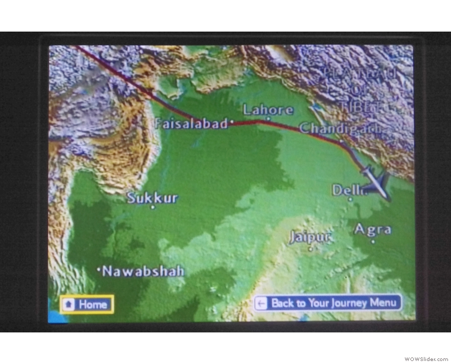 In fact, we're just north of Delhi, having not long since crossed over from Pakistani airspace.