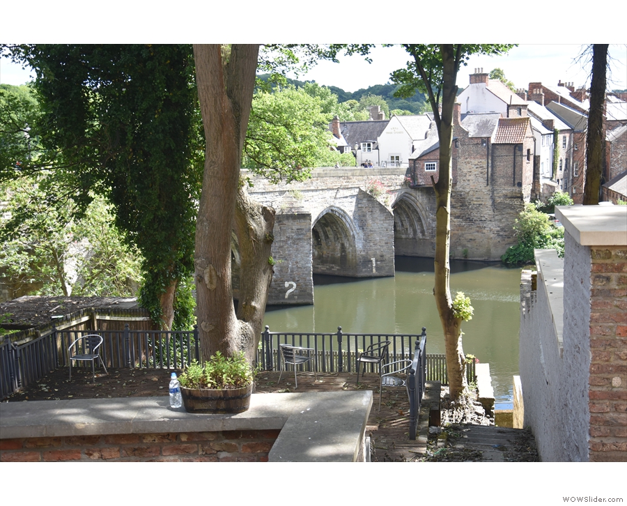 ... which leads to a series of terraces overlooking the river and Elvet Bridge...