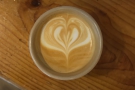 The latte art in more detail.