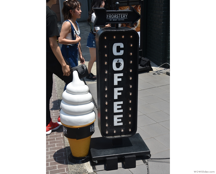 An intriguing sign on Tokyo's famous Cat Street: coffee & ice cream. Ideal in this weather!