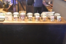... while the selection of beans (all eight of them) is lined up in jars along the front.