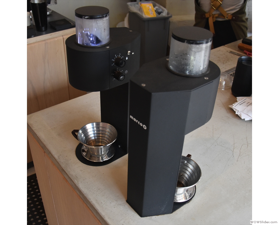 Rosslyn uses the SP9 from Marco Beverage Systems to do pour-over.
