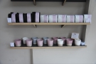 The bottom shelf, meanwhile, has the lovely ceramic cups that Rosslyn uses...