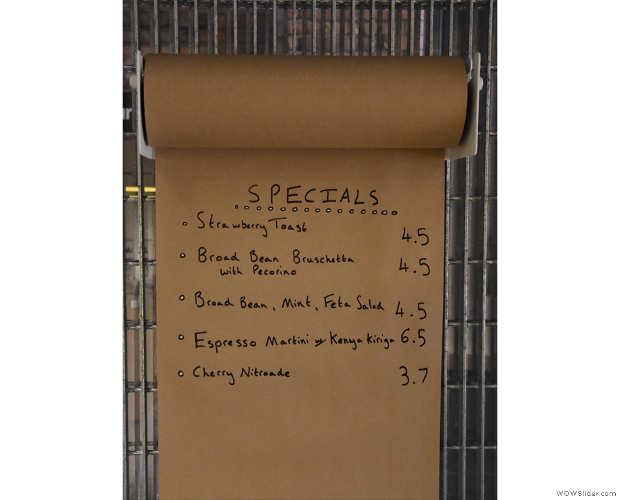 ... while there's also a paper roll with the day's specials on it.