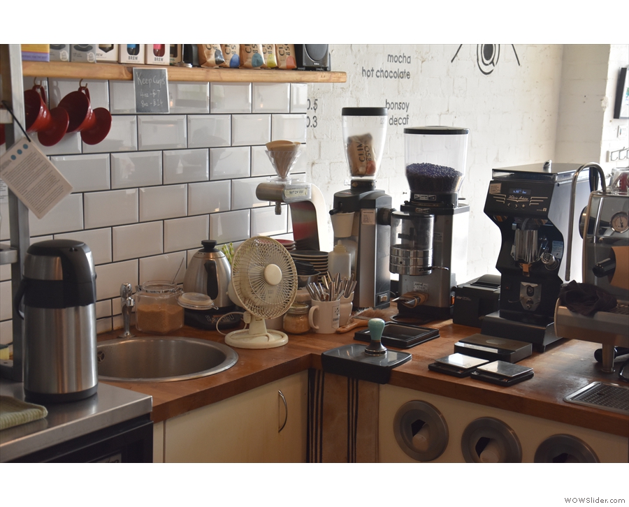 There's the usual espresso-based options, plus decaf and a pour-over option via the V60.