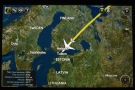... but this time were taking a more southerly route, passing close to Helsinki...