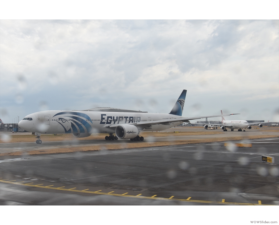 ... who wants to take off, including this Egyptair Boeing 777-300...