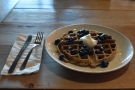 I was there for breakfast, selecting the oat-flour waffle from the excellent menu.