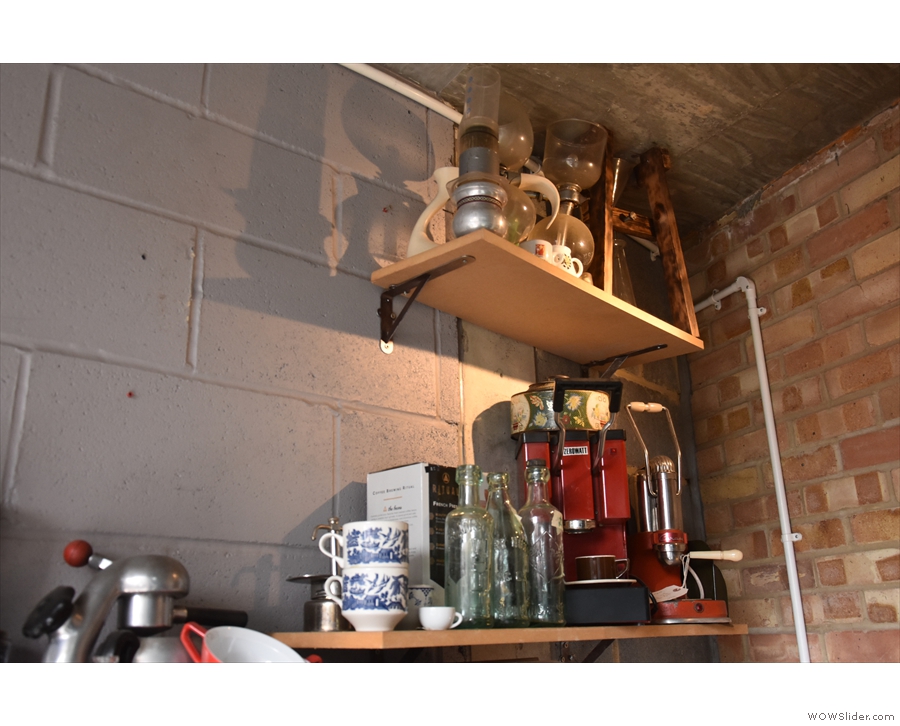 ... and up above that, high in the corner, some vintage coffee gear.