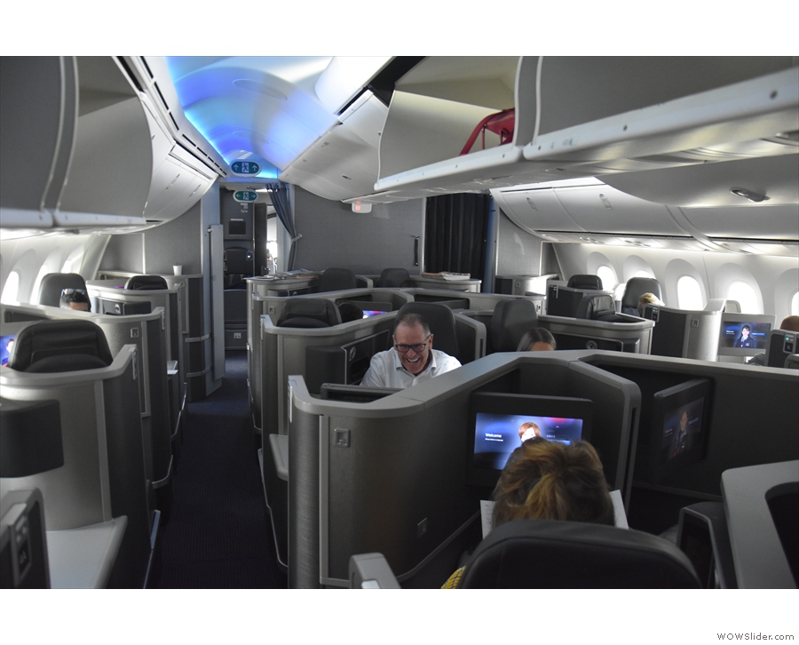 The main business class cabin on my 787-800, seen from the rear...