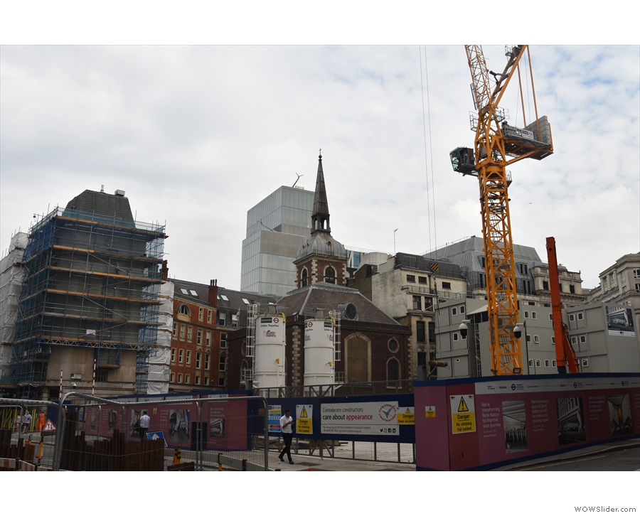 Not the most promising view, looking across a building site for the new Bank Station.