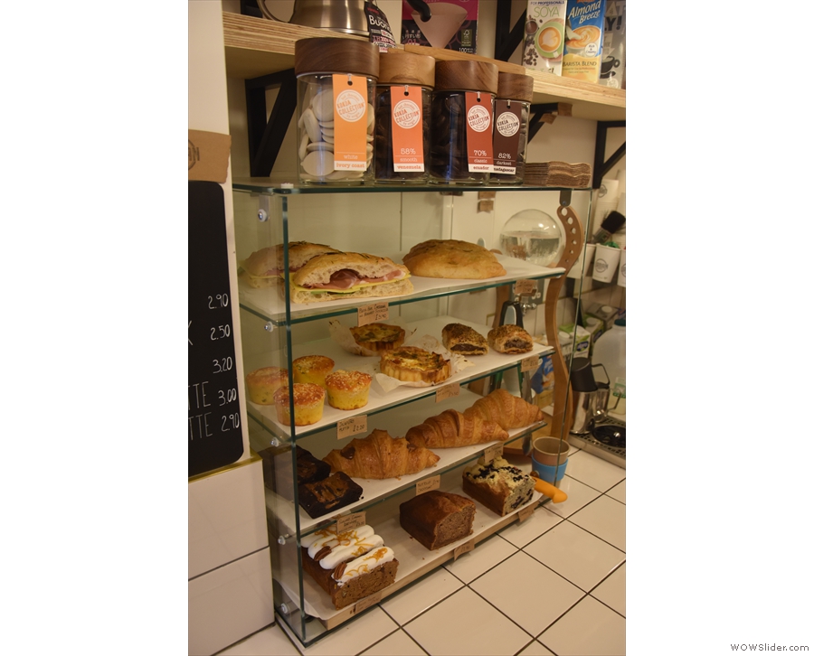 ... where you'll also find a display case with the cakes & sandwiches, plus the hot chocolate.