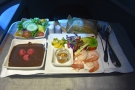 As we cross over Ireland's Atlantic coast, lunch is served, a strange, all-in-one tray thing.