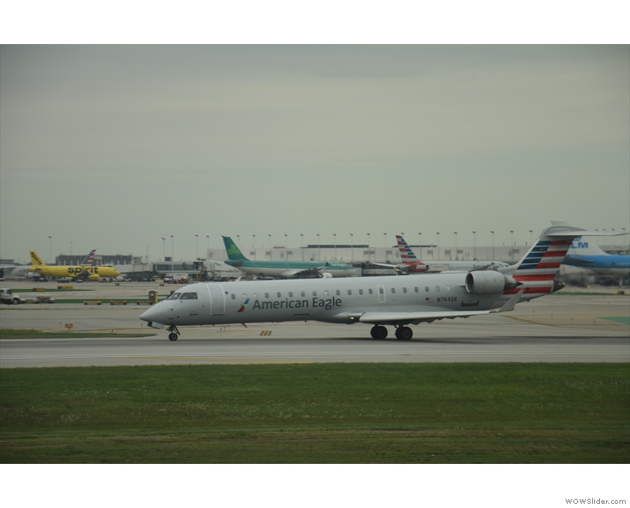 There are planes of all sizes, like this little American Airlines Bombardier CRJ-700...