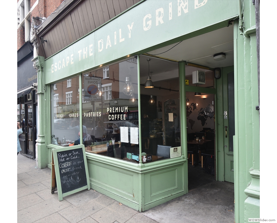 On Bedford Hill in Balham is the interesting facade of Escape the Daily Grind.