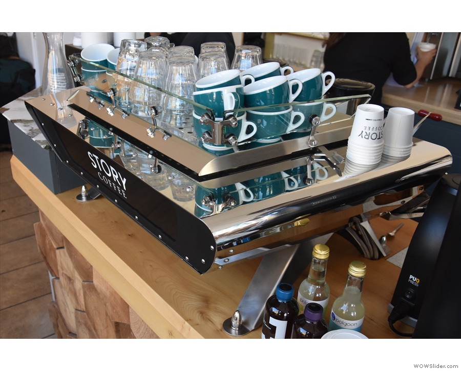The rest of the counter contains the lovely Kees van der Westen Spirit espresso machine.
