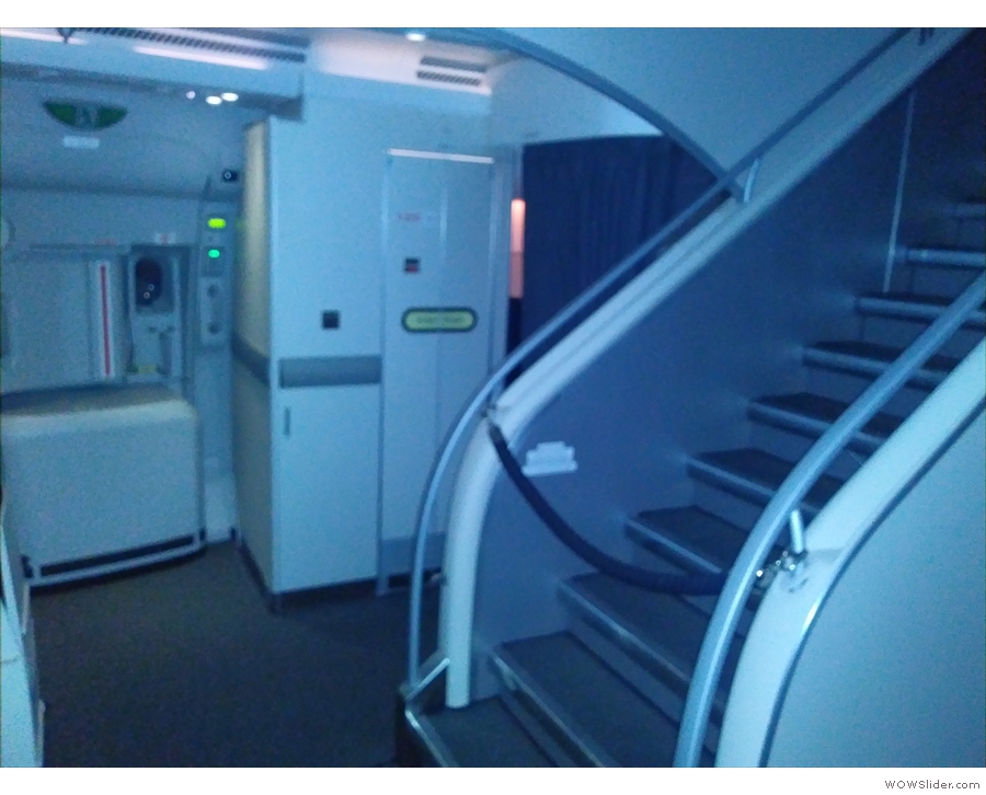 This is where I'd expect a galley to be, but on the A380, it's just a large, empty space...